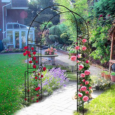 Aoolive 7.9-ft. Metal Garden Arch Trellis for Climbing Plants & Weddings