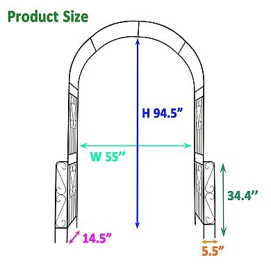 Aoolive 7.9-ft. Metal Garden Arch Trellis for Climbing Plants & Weddings