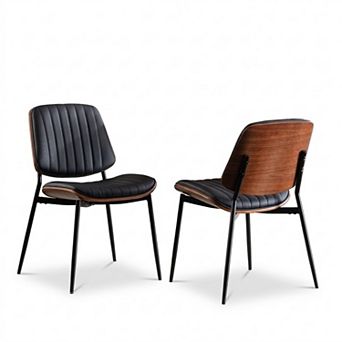 Aoolive Mid Century Modern Bentwood Dining Chairs Set of 2 with Upholstered Retro Seat & Metal Legs