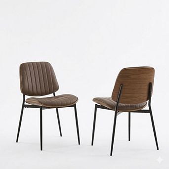 Aoolive Mid Century Modern Bentwood Dining Chairs Set of 2 with Upholstered Retro Seat & Metal Legs