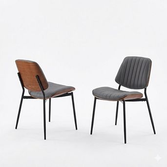 Aoolive Mid Century Modern Bentwood Dining Chairs Set of 2 with Upholstered Retro Seat & Metal Legs