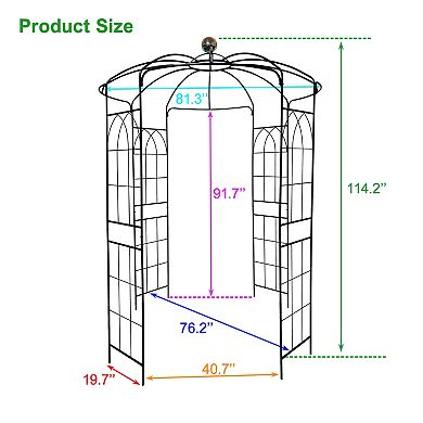 Aoolive Birdcage Garden Gazebo Arch - 9.5ft Iron Pergola Pavilion Arbor for Weddings