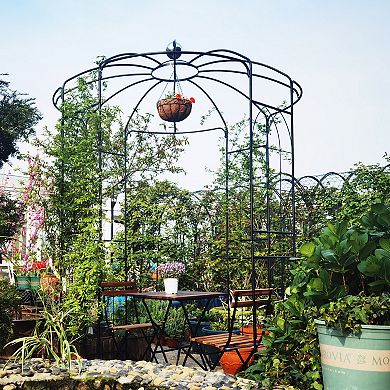 Aoolive Birdcage Garden Gazebo Arch - 9.5ft Iron Pergola Pavilion Arbor for Weddings