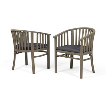 Aoolive Outdoor Acacia Wood Dining Chairs Set of 2 with Water-Resistant Cushions