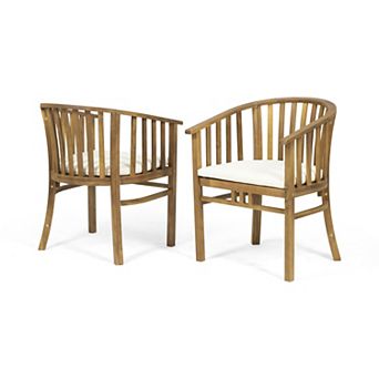 Aoolive Outdoor Acacia Wood Dining Chairs Set of 2 with Water-Resistant Cushions