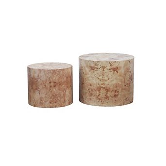Aoolive Modern Wood Nesting Coffee Table Set - 2 pc Round Minimalist Accent Tables