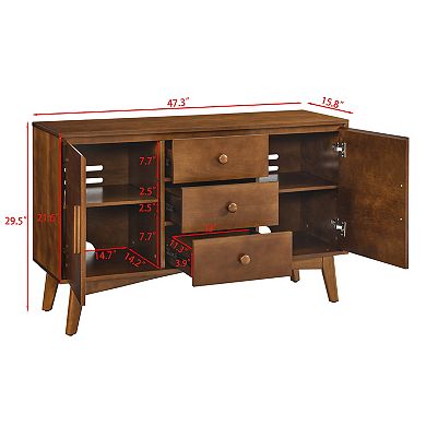 Aoolive 47" Modern Sideboard Buffet - 2-Door & 3-Drawer Storage Cabinet for Dining Room