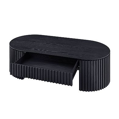 Aoolive Modern 51-in. Oval Coffee Table with Storage Drawer & Sculpted Pedestal Base