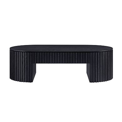 Aoolive Modern 51-in. Oval Coffee Table with Storage Drawer & Sculpted Pedestal Base