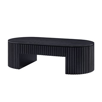 Aoolive Modern 51 in Oval Coffee Table with Storage Drawer & Sculpted Pedestal Base