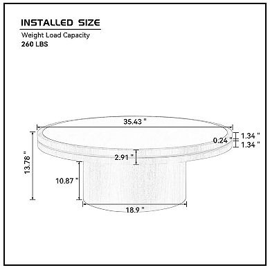 Aoolive 35" Round Sintered Stone Coffee Table with Modern MDF Pedestal Base