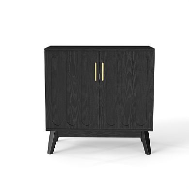 Aoolive Modern Fluted Sideboard Buffet Cabinet with Adjustable Shelves & Solid Wood Legs