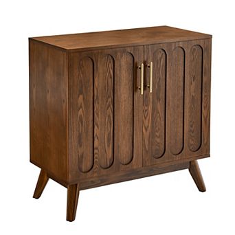 Aoolive Modern Fluted Sideboard Buffet Cabinet with Adjustable Shelves & Solid Wood Legs