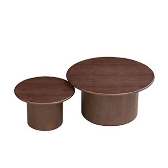 Aoolive 2 pc Round Coffee Table Set for Living Room