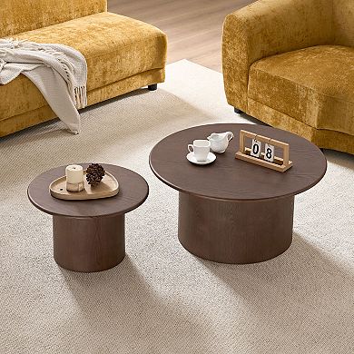 Aoolive 2-Piece Round Coffee Table Set for Living Room
