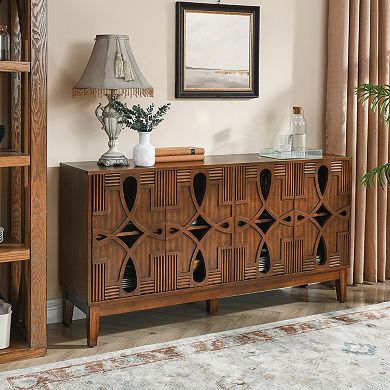 Aoolive 60.5" Modern Sideboard, 4-Door Buffet Cabinet & TV Console with Adjustable Shelves