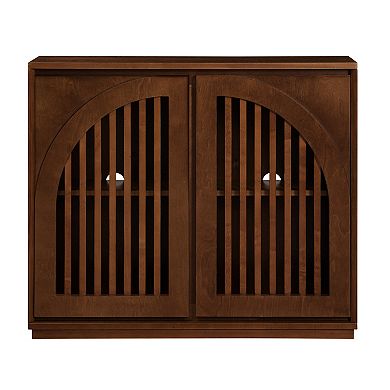 Aoolive Mid-Century Modern Fluted Sideboard, 2-Door Buffet Cabinet with Storage & Outlet Holes