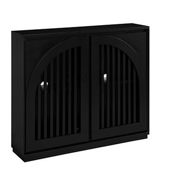 Aoolive Mid-Century Modern Fluted Sideboard, 2-Door Buffet Cabinet with Storage & Outlet Holes