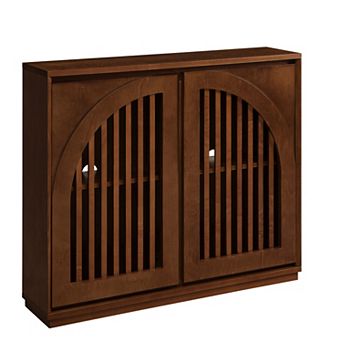 Aoolive Mid-Century Modern Fluted Sideboard, 2-Door Buffet Cabinet with Storage & Outlet Holes