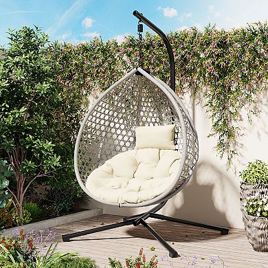 Aoolive Hammock Chair with Stand, Hanging Egg Chair Swing Chair with Cushion