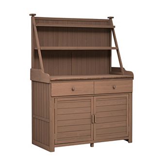 Aoolive 65 in Garden Potting Bench, Outdoor Workstation with Storage Cabinet, Drawers & Shelves