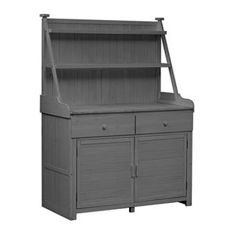 Aoolive 65 in Garden Potting Bench, Outdoor Workstation with Storage Cabinet, Drawers & Shelves