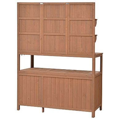 Aoolive 50" Solid Fir Wood Potting Bench with Hutch & Cabinets - Large Garden Workstation