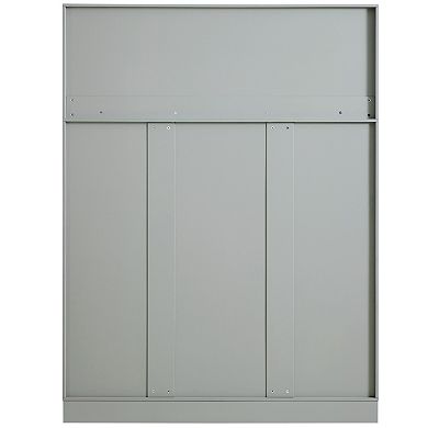 Aoolive Modern 53" Kitchen Pantry, 6-Door Storage Cabinet with Wine Rack, Pull-Out Trays & Drawers