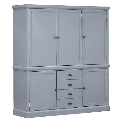 Aoolive 73" Freestanding Kitchen Pantry Cabinet, Storage Cupboard w/ 4 Drawers & Adjustable Shelves