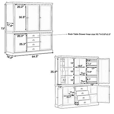 Aoolive 73" Freestanding Kitchen Pantry Cabinet, Storage Cupboard w/ 4 Drawers & Adjustable Shelves
