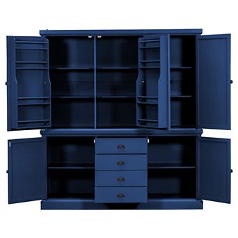 Aoolive 73" Freestanding Kitchen Pantry Cabinet, Storage Cupboard w/ 4 Drawers & Adjustable Shelves