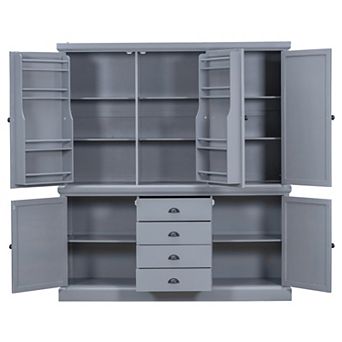 Aoolive 73" Freestanding Kitchen Pantry Cabinet, Storage Cupboard w/ 4 Drawers & Adjustable Shelves