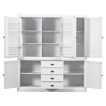 Aoolive 73" Freestanding Kitchen Pantry Cabinet, Storage Cupboard w/ 4 Drawers & Adjustable Shelves