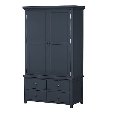 Aoolive Solid Pine Large Kitchen Pantry, Freestanding Storage Cabinet with Wine Rack & 7 Drawers