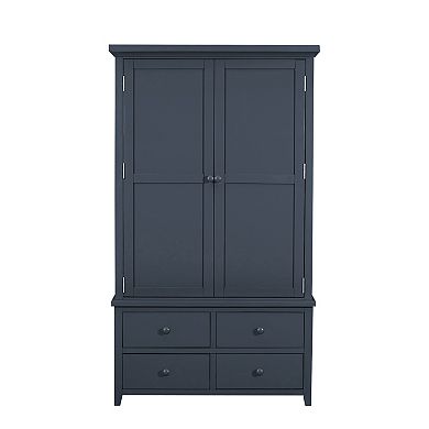 Aoolive Solid Pine Large Kitchen Pantry, Freestanding Storage Cabinet with Wine Rack & 7 Drawers