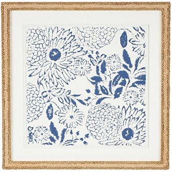 Stella & Eve Handmade Relief Wall Decor with Woven Seagrass Frame
