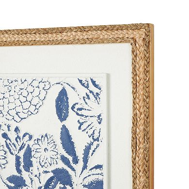 Stella & Eve Handmade Relief Wall Decor with Woven Seagrass Frame