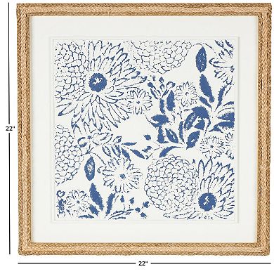 Stella & Eve Handmade Relief Wall Decor with Woven Seagrass Frame