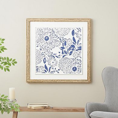 Stella & Eve Handmade Relief Wall Decor with Woven Seagrass Frame