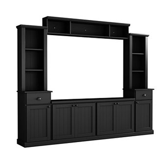 Aoolive Modern 4 pc Entertainment Center with Bridge & Adjustable Shelves for TVs up to 75"