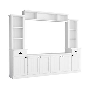 Aoolive Modern 4 pc Entertainment Center with Bridge & Adjustable Shelves for TVs up to 75"