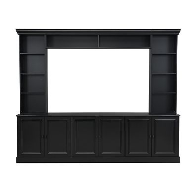 Aoolive 97" Mid-Century 4-Piece Wall Unit Entertainment Center & Bookshelf for TVs up to 70"