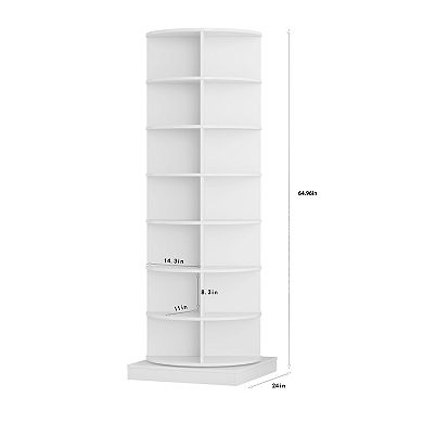 Aoolive Modern 360° Rotating 7-Tier Shoe Rack Space-Saving Carousel Organizer for 28 Pairs