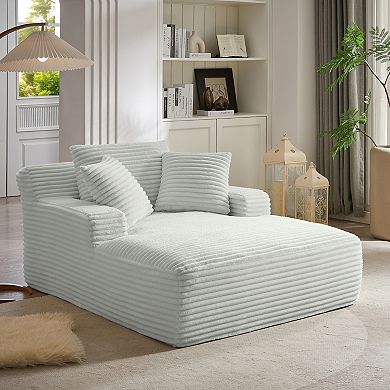 Aoolive Modern Corduroy Oversized Chaise Lounge - High-Density Foam Comfy Sleeper Sofa
