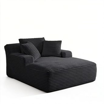 Aoolive Modern Corduroy Oversized Chaise Lounge - High-Density Foam Comfy Sleeper Sofa
