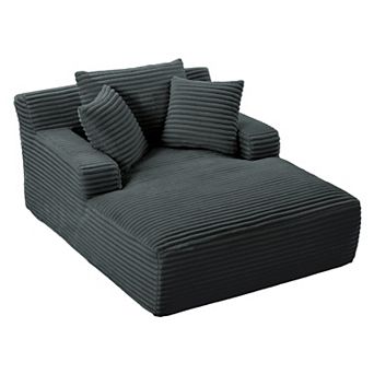 Aoolive Modern Corduroy Oversized Chaise Lounge - High-Density Foam Comfy Sleeper Sofa