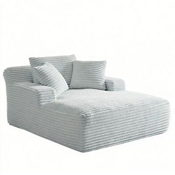 Aoolive Modern Corduroy Oversized Chaise Lounge - High-Density Foam Comfy Sleeper Sofa