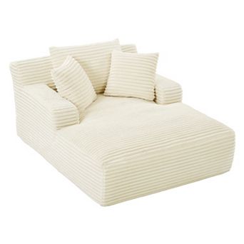 Aoolive Modern Corduroy Oversized Chaise Lounge - High-Density Foam Comfy Sleeper Sofa