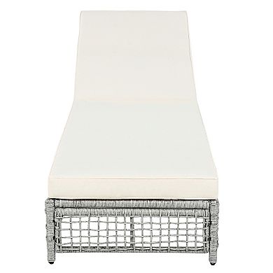 Aoolive Set of 2 Rattan Patio Chaise Lounge Chairs with Wheels & Adjustable 5-Position Backrest