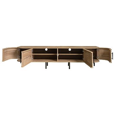 Aoolive 70" Modern Rattan TV Stand & Media Console for TVs up to 80"